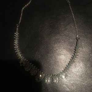 Emerald and silver necklace and earrings